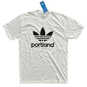 Adidas Originals Stacked Portland Trefoil T-Shirt Men's White Black Shirt Size M